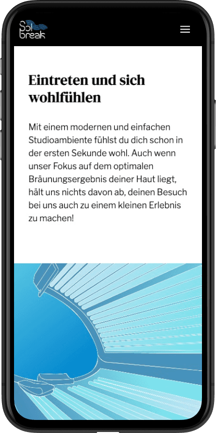 Solbreak — Website Mobile